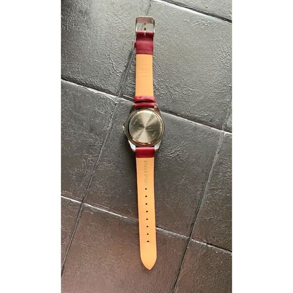 Folio Burgundy Pave Dial Vegan Leather Watch, Stamped, AS IS Condition - Picture 5 of 6